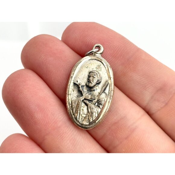 St. Francis Xavier Creed Religious Charm Sterling Silver 925 Vintage Pendant - Picture 4 of 7